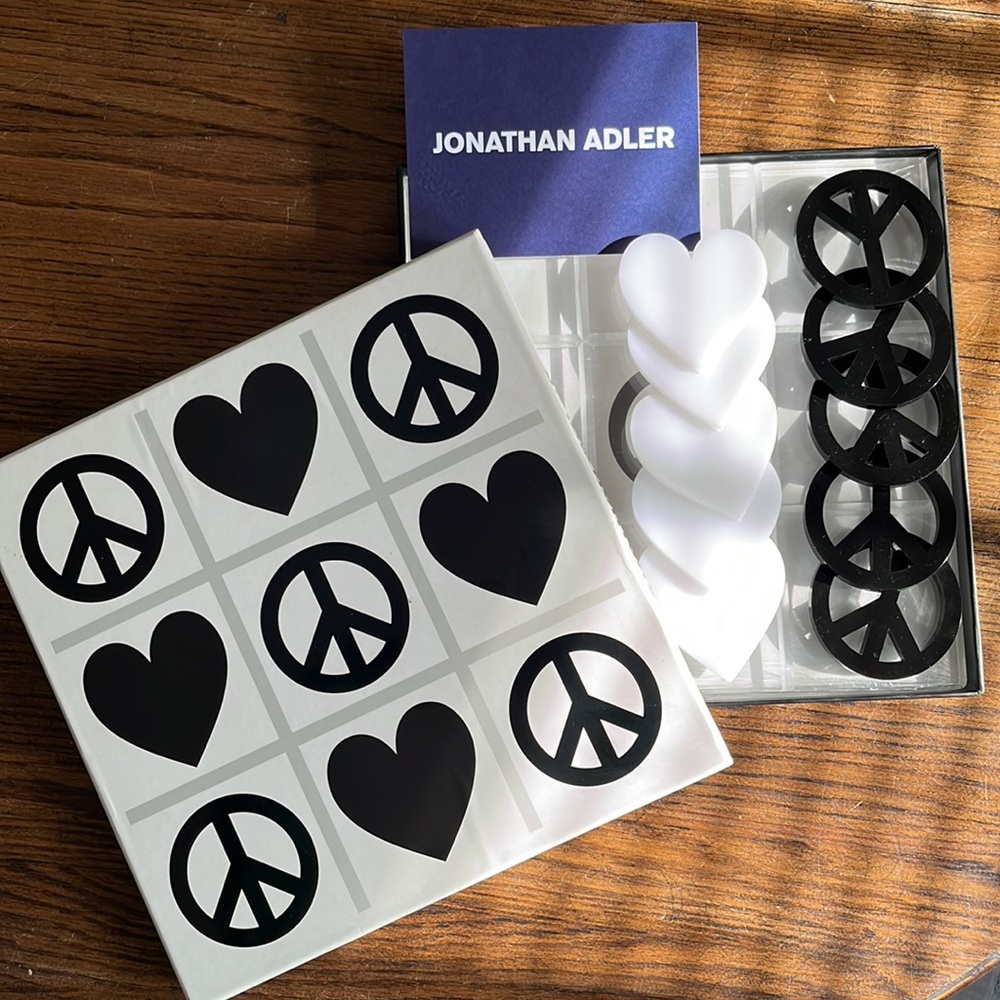 NEW Jonathan Adler Acrylic Peace & Love & Tic Tac Toe